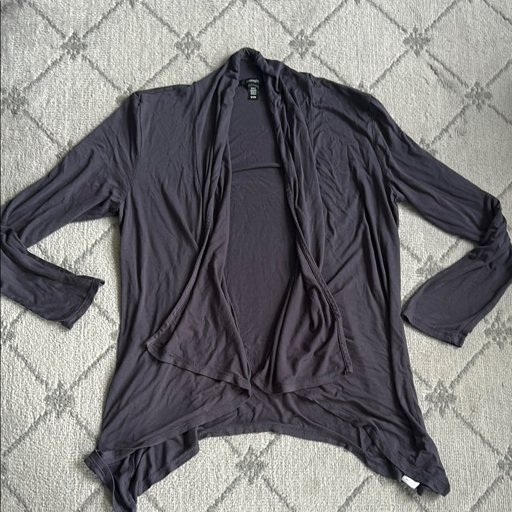 Midnight Gray Asymmetrical Hem Cardigan
